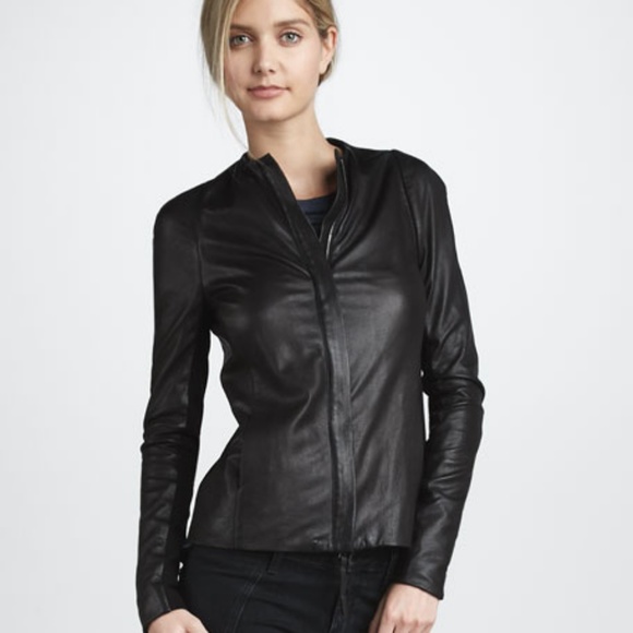 vince collarless leather jacket